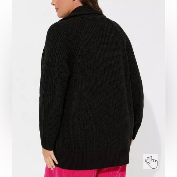 Torrid Shaker Stitch Cardigan Zip Sweater in Deep Black - Picture 2 of 10